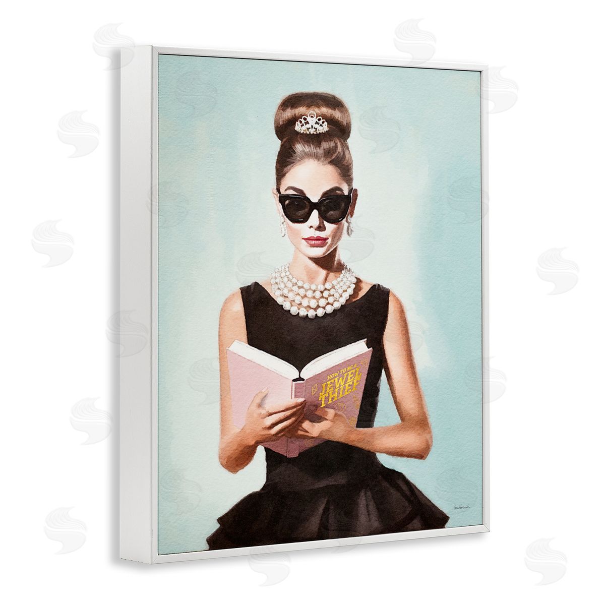 Amanda Greenwood Trendy Woman Reading White Framed Giclee Wall Artside_