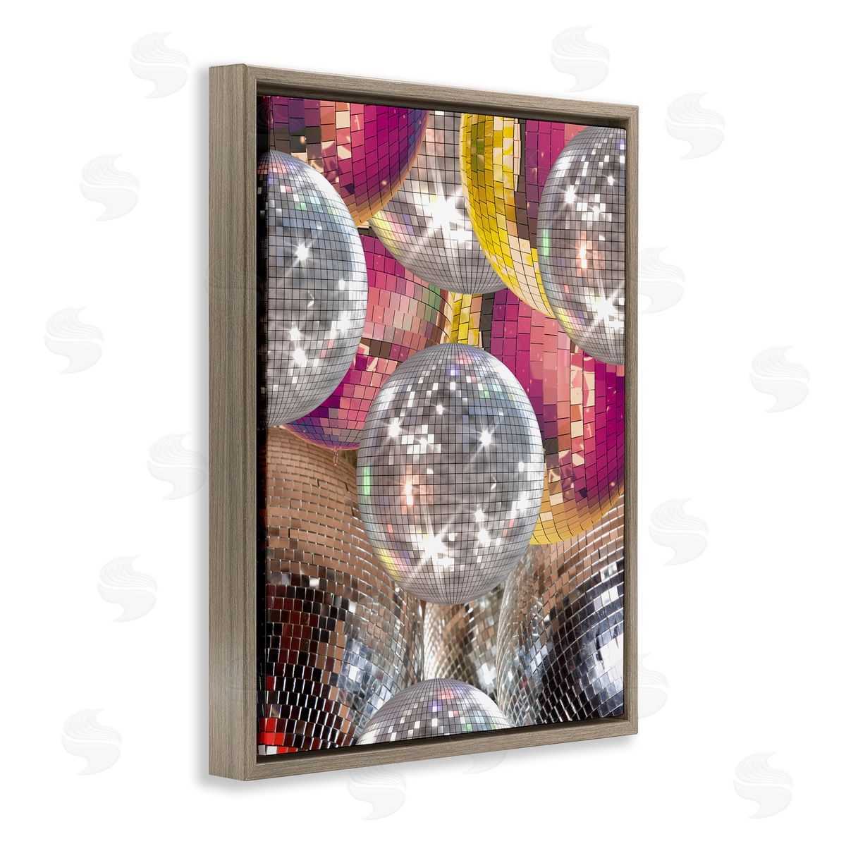 Jesse Keith Retro Disco Balls Brown Floater Frame Canvas Artside_