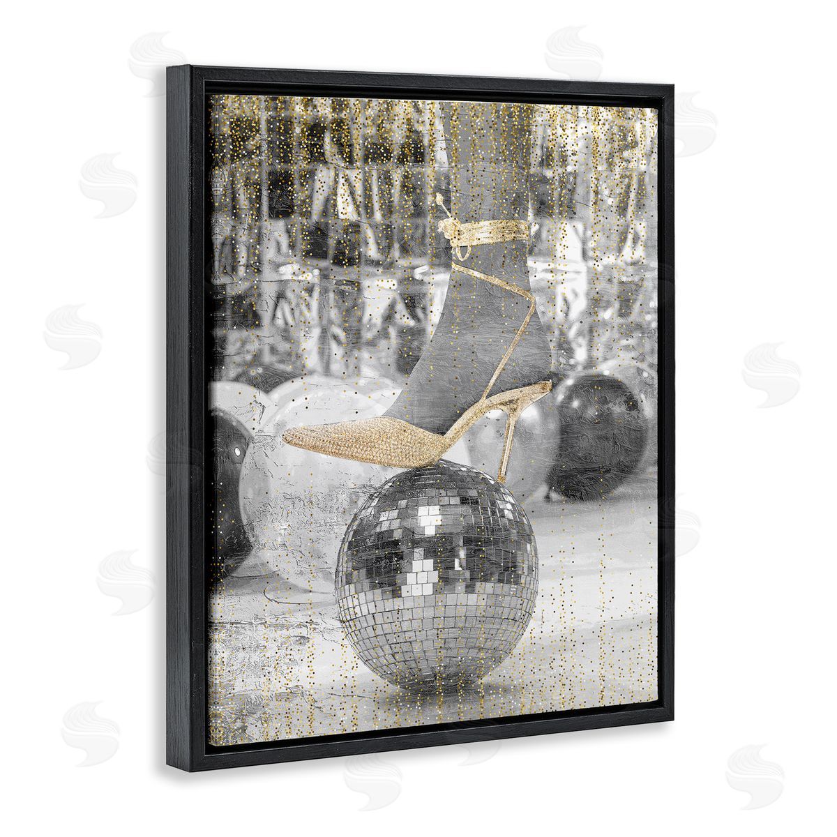 Kim Allen Glam Heels Disco Ball Black Floater Frame Canvas Artside_