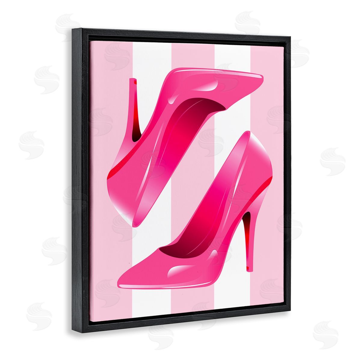 Stupell Studio Heels on Pink Stripes Black Floater Frame Canvas Artside_