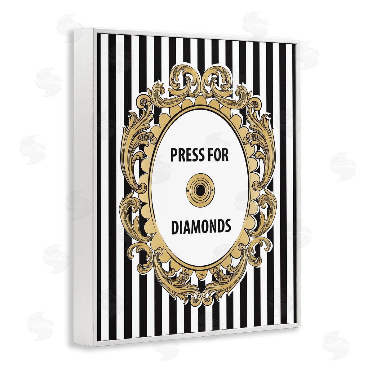 Martina Pavlova Press For Diamonds Phrase White Framed Giclee Wall Artside_