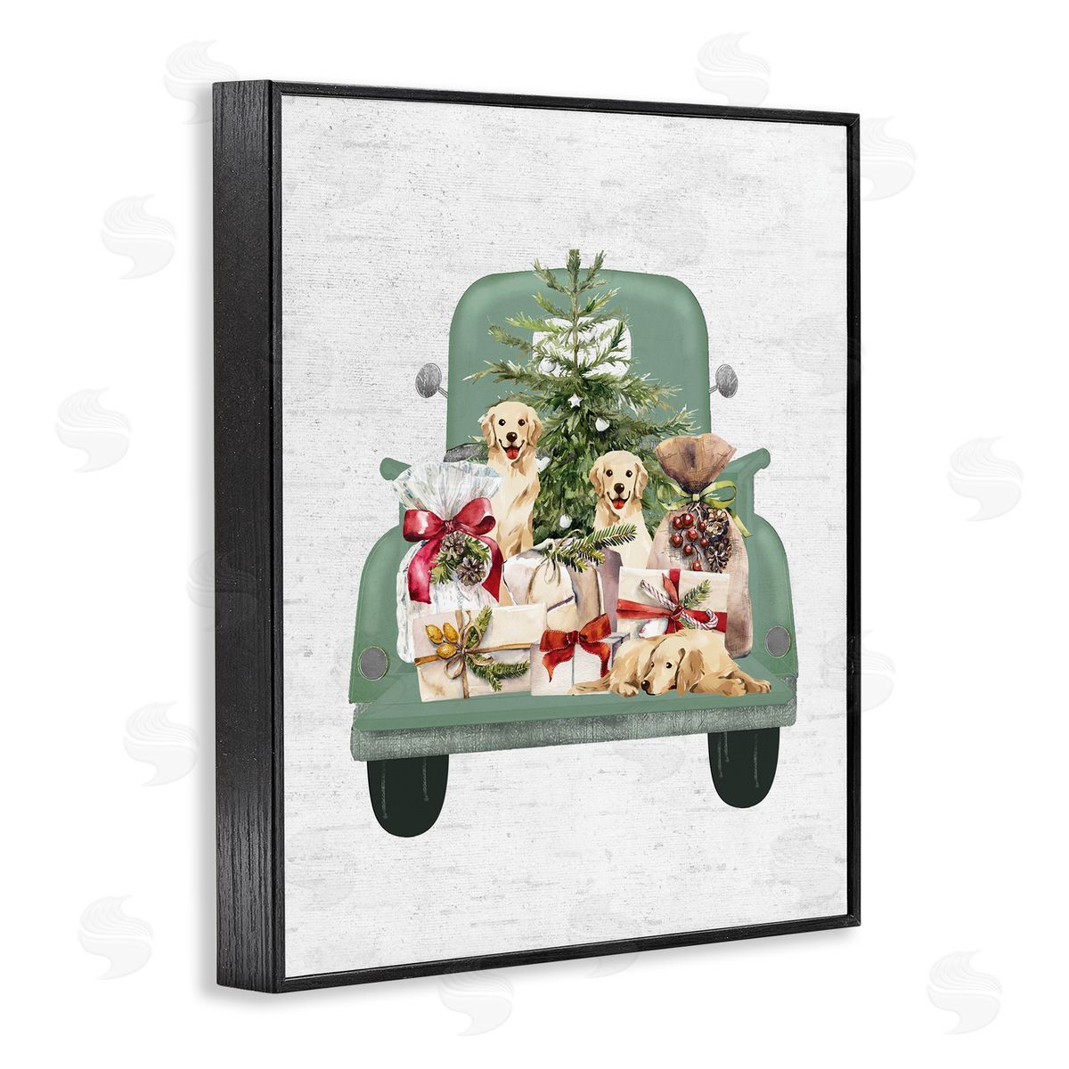 Lettered and Lined Holiday Gift Truck Black Framed Giclee Wall Artside_