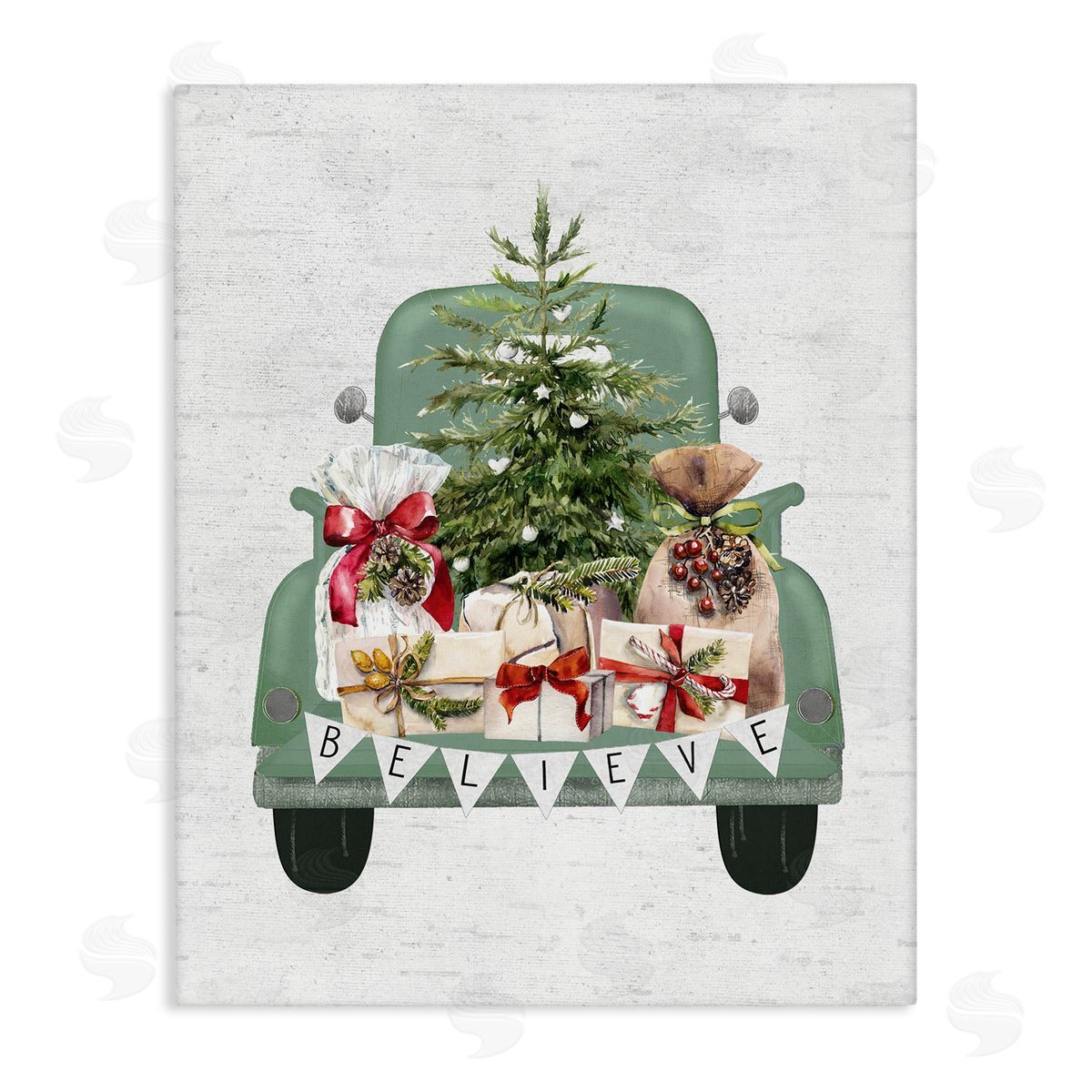 Lettered and Lined Christmas Gift Pickup Canvas Wall Art
