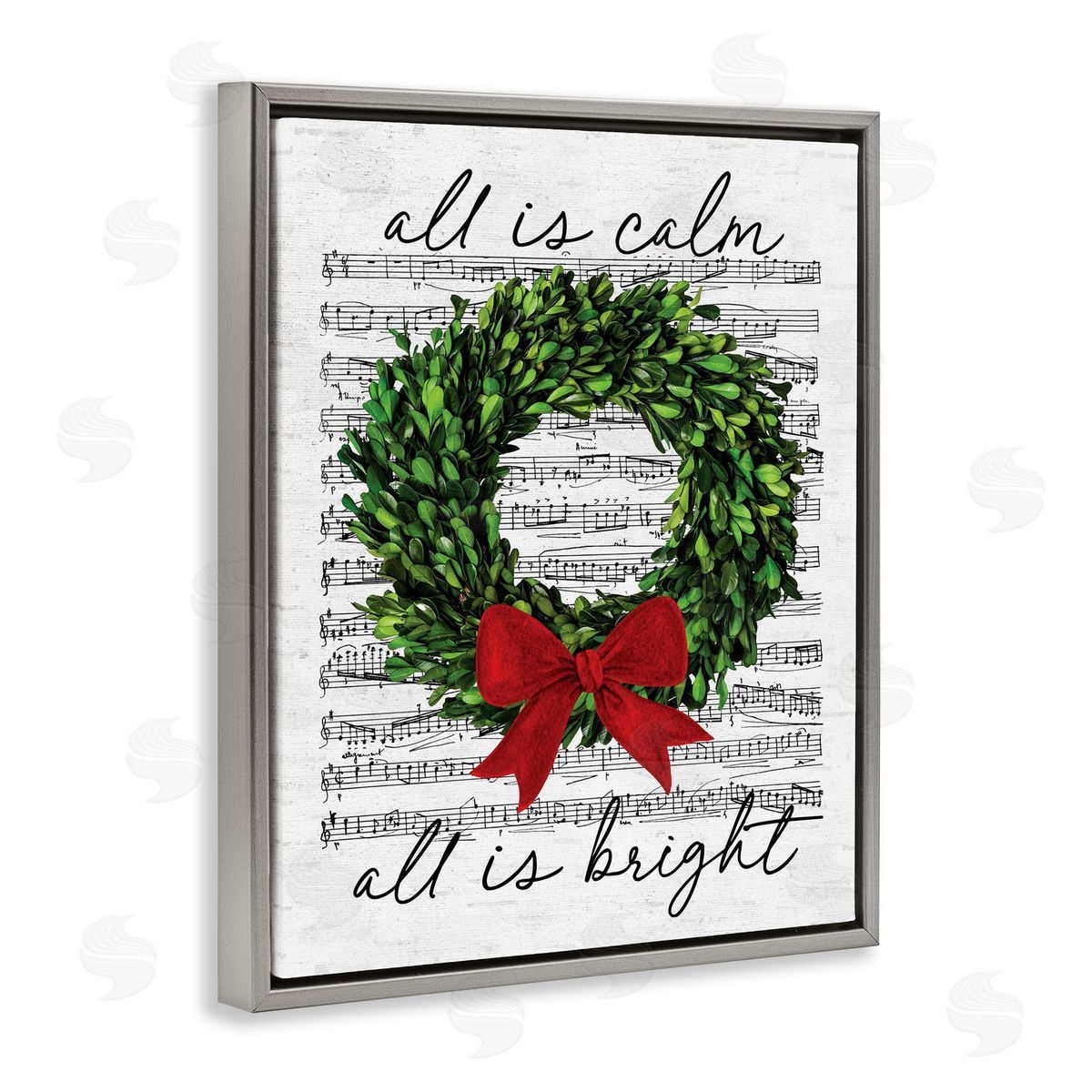 Lettered and Lined All is Bright Holiday Music Gray Floater Frame Canvas Artside_