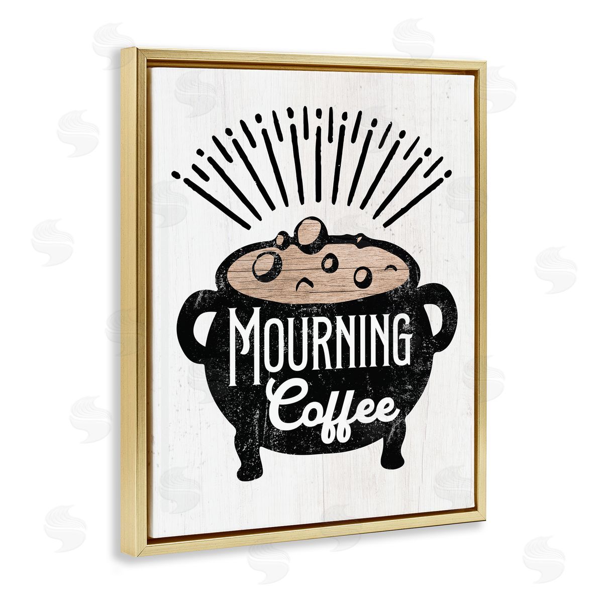 Stupell Studio Mourning Coffee Cauldron Gold Floater Frame Canvas Artside_
