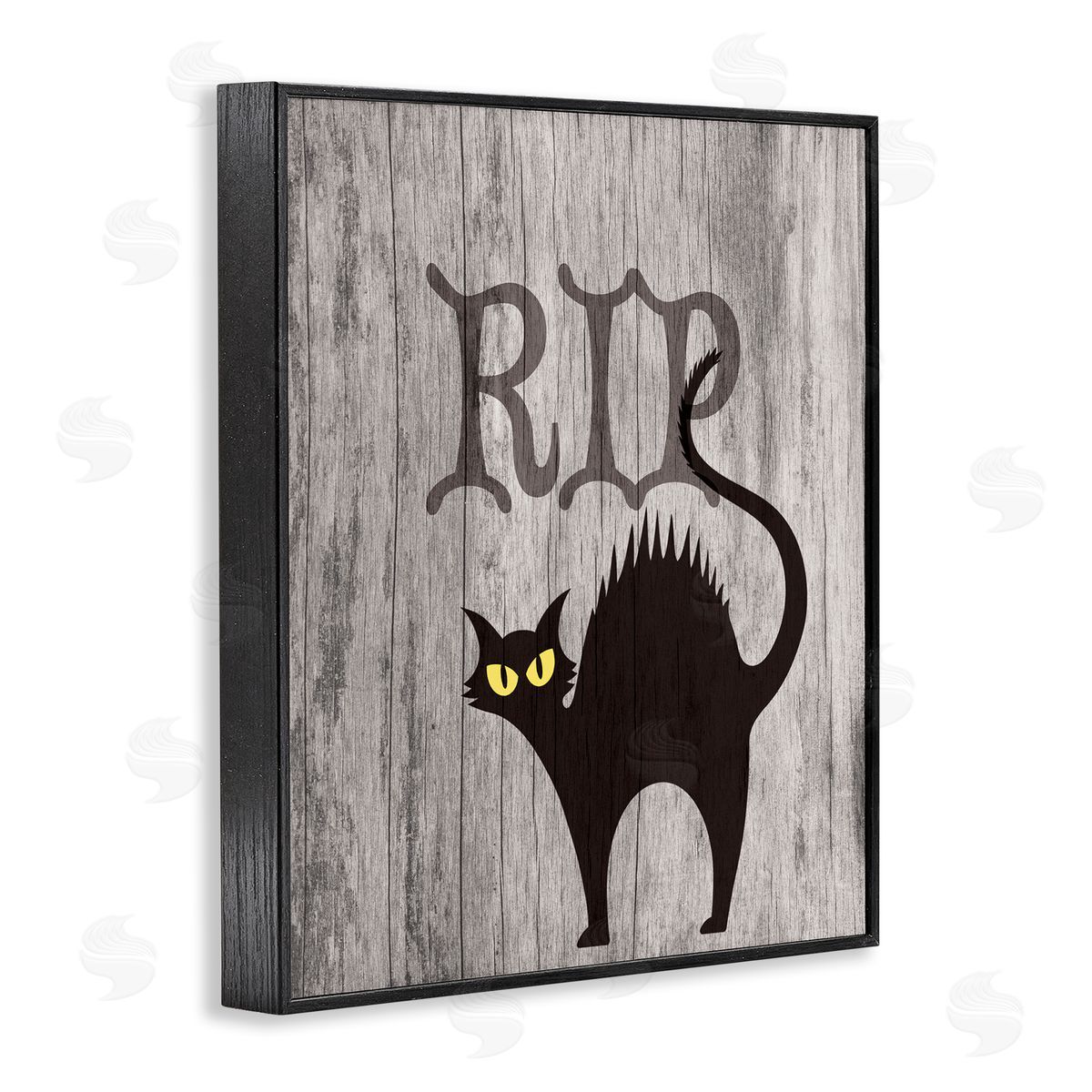 Stupell Studio RIP Halloween Cat Black Framed Giclee Wall Artside_