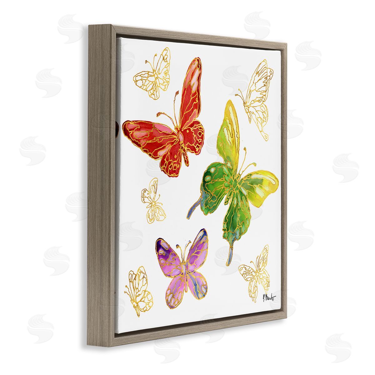 Paul Brent Butterflies Glam Detail Brown Floater Frame Canvas Artside_