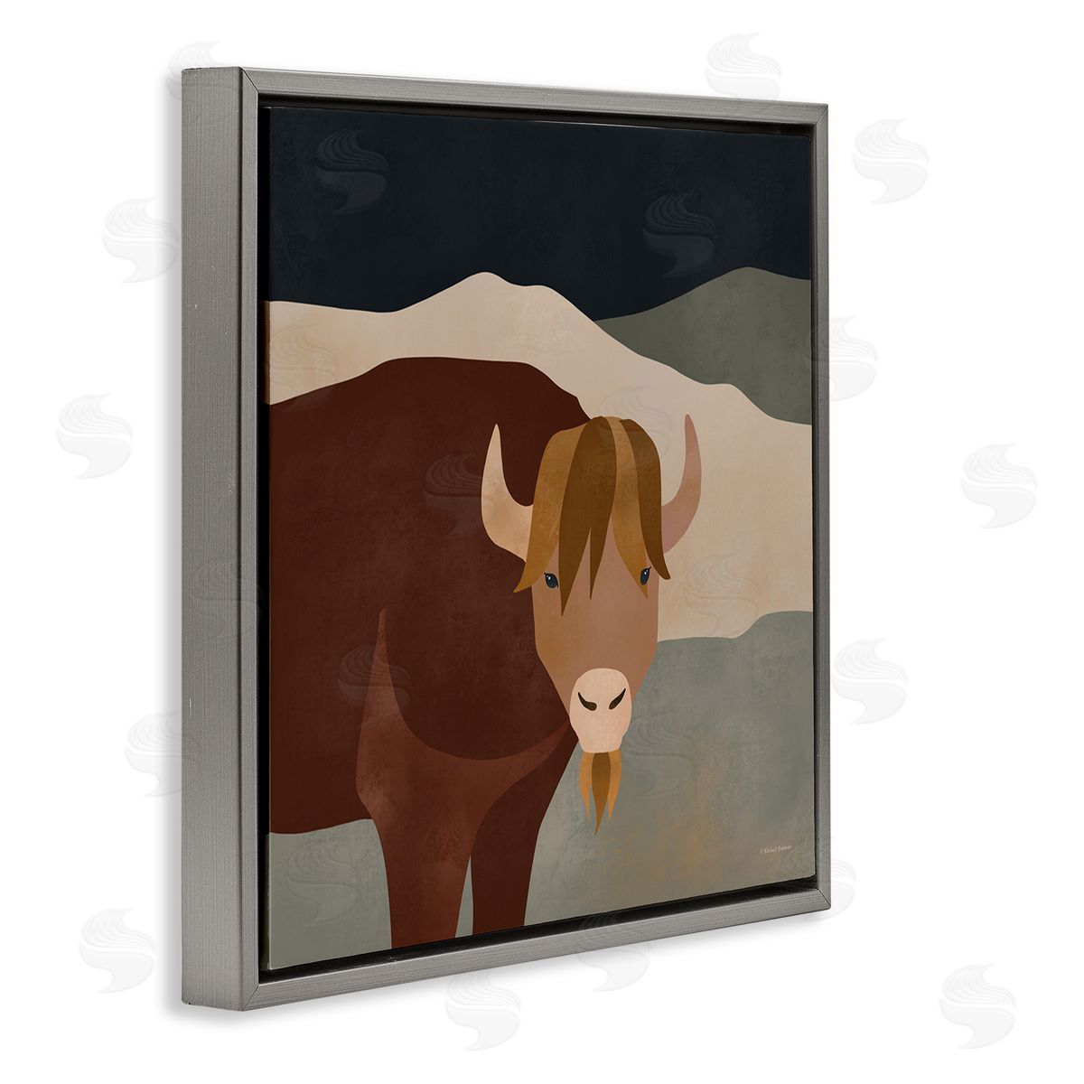 Rachel Nieman Modern Cattle Portrait Gray Floater Frame Canvas Artside_