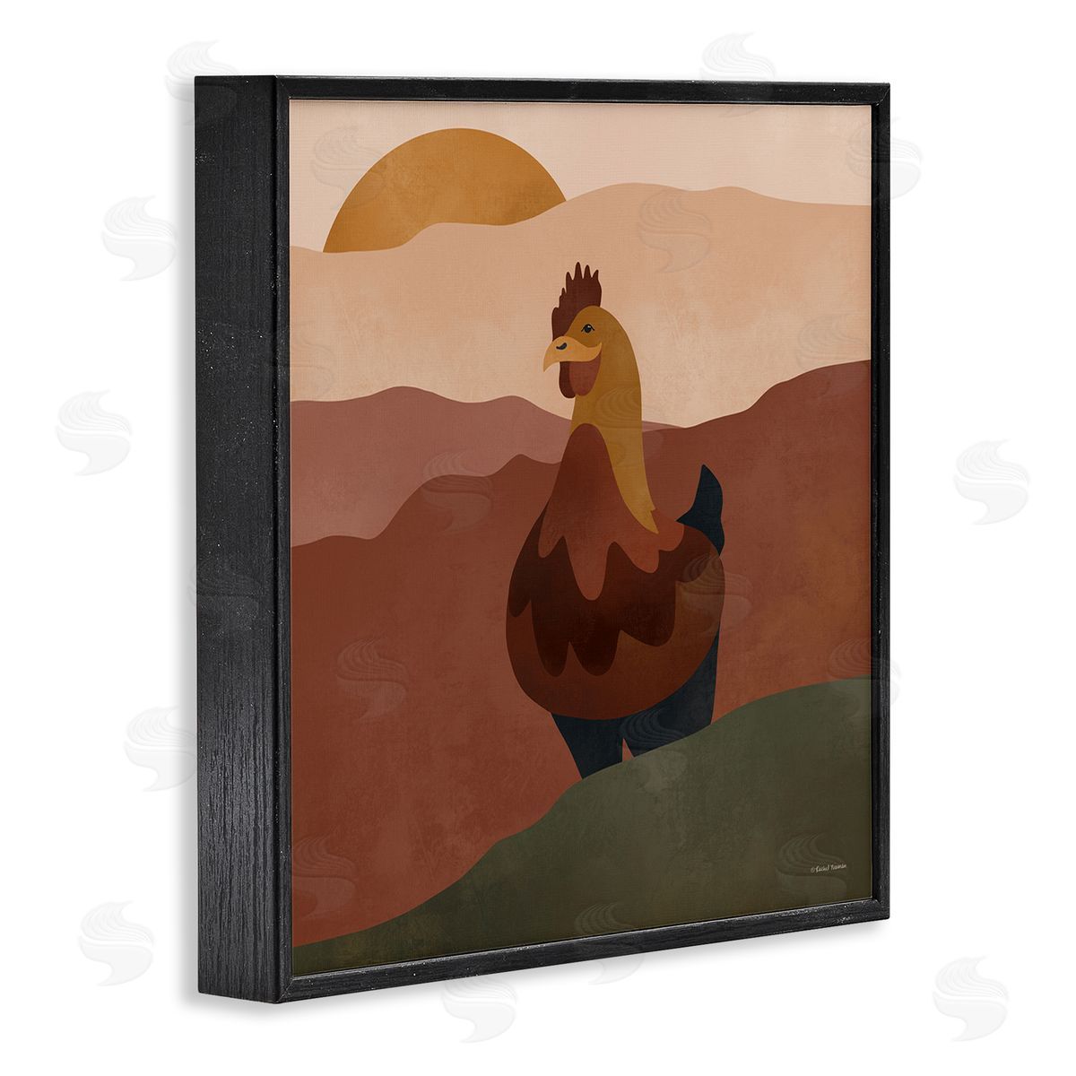 Rachel Nieman Rooster in Nature Black Framed Giclee Wall Artside_