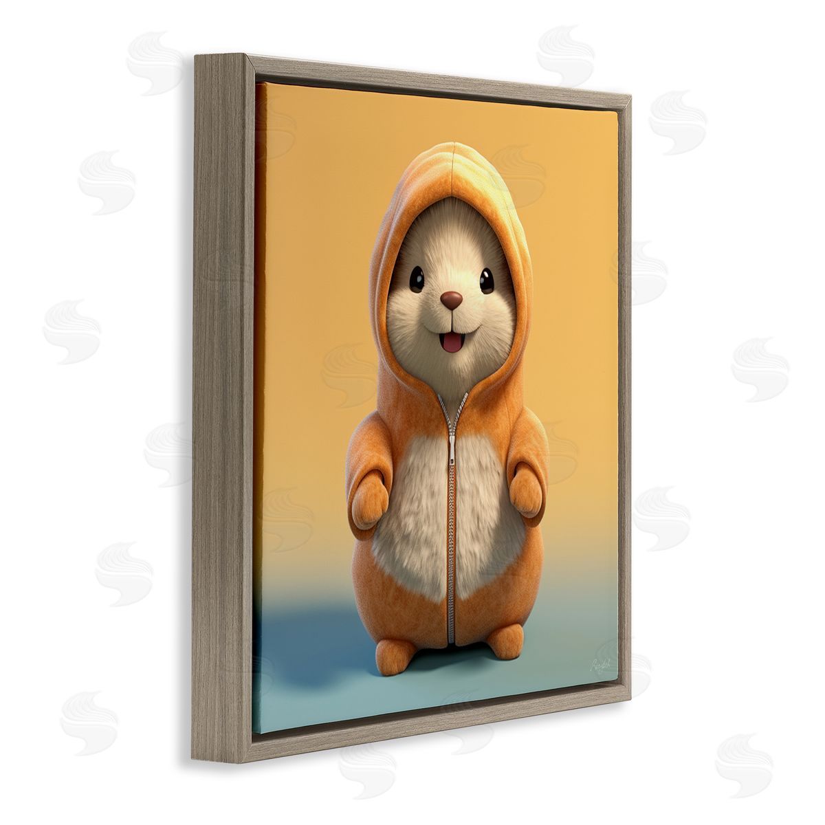 Roozbeh Mouse Wearing Sweater Brown Floater Frame Canvas Artside_