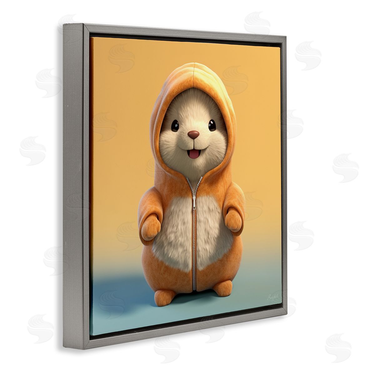 Roozbeh Mouse Wearing Sweater Gray Floater Frame Canvas Artside_