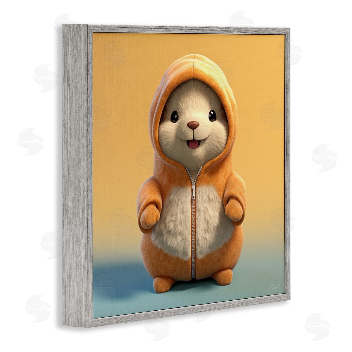 Roozbeh Mouse Wearing Sweater Gray Framed Giclee Wall Artside_