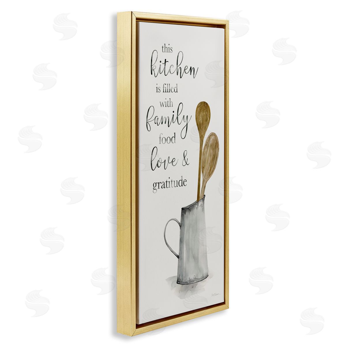This Kitchen Family Phrase Gold Floating Frame Canvas Wall Art, Home Decor by Carol Robinson