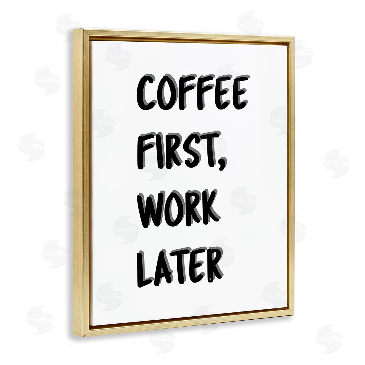 Martina Pavlova Coffee First Work Later Gold Floater Frame Canvas Artside_