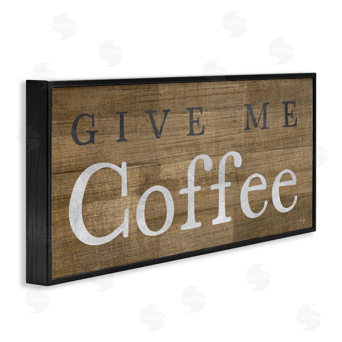 Rustic Give Me Coffee Black Frame Print Wall Art, Home Decor by Yass Naffas Designs