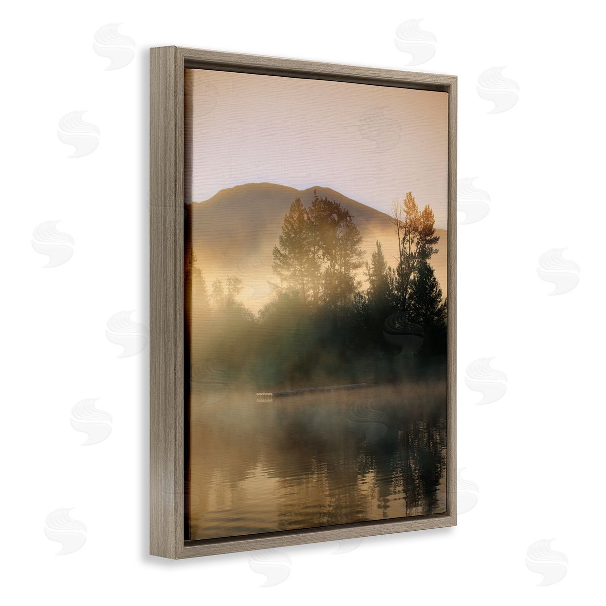 Carol Robinson Dock in Foggy Lake Brown Floater Frame Canvas Artside_