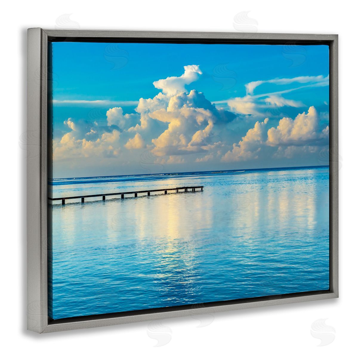 Danita Delimont Waterfront Dock Clouds Gray Floater Frame Canvas Artside_