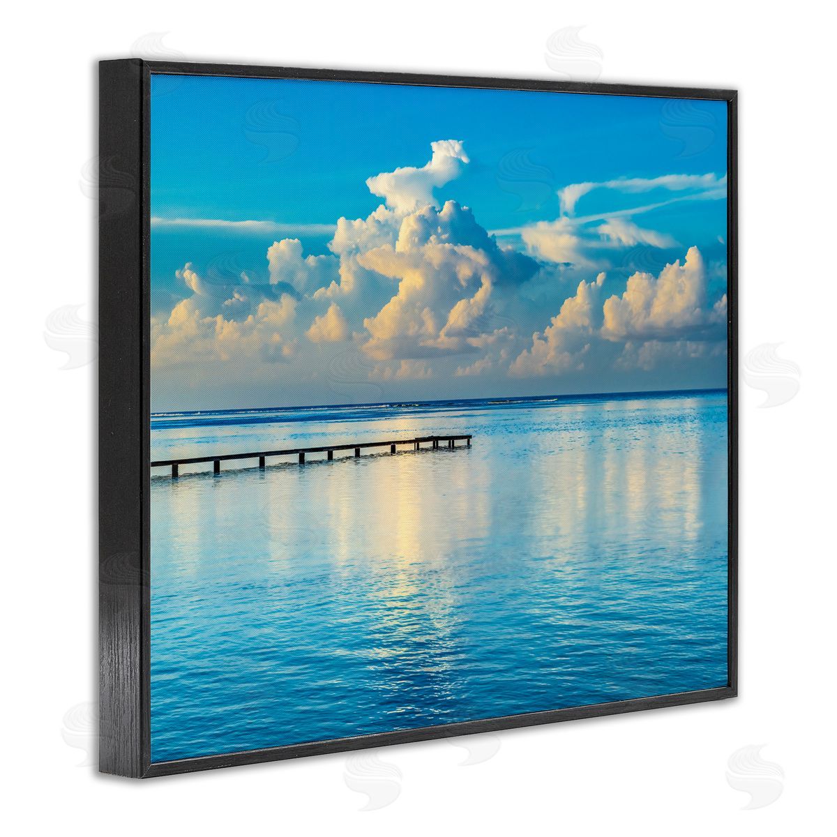 Danita Delimont Waterfront Dock Clouds Black Framed Giclee Wall Artside_
