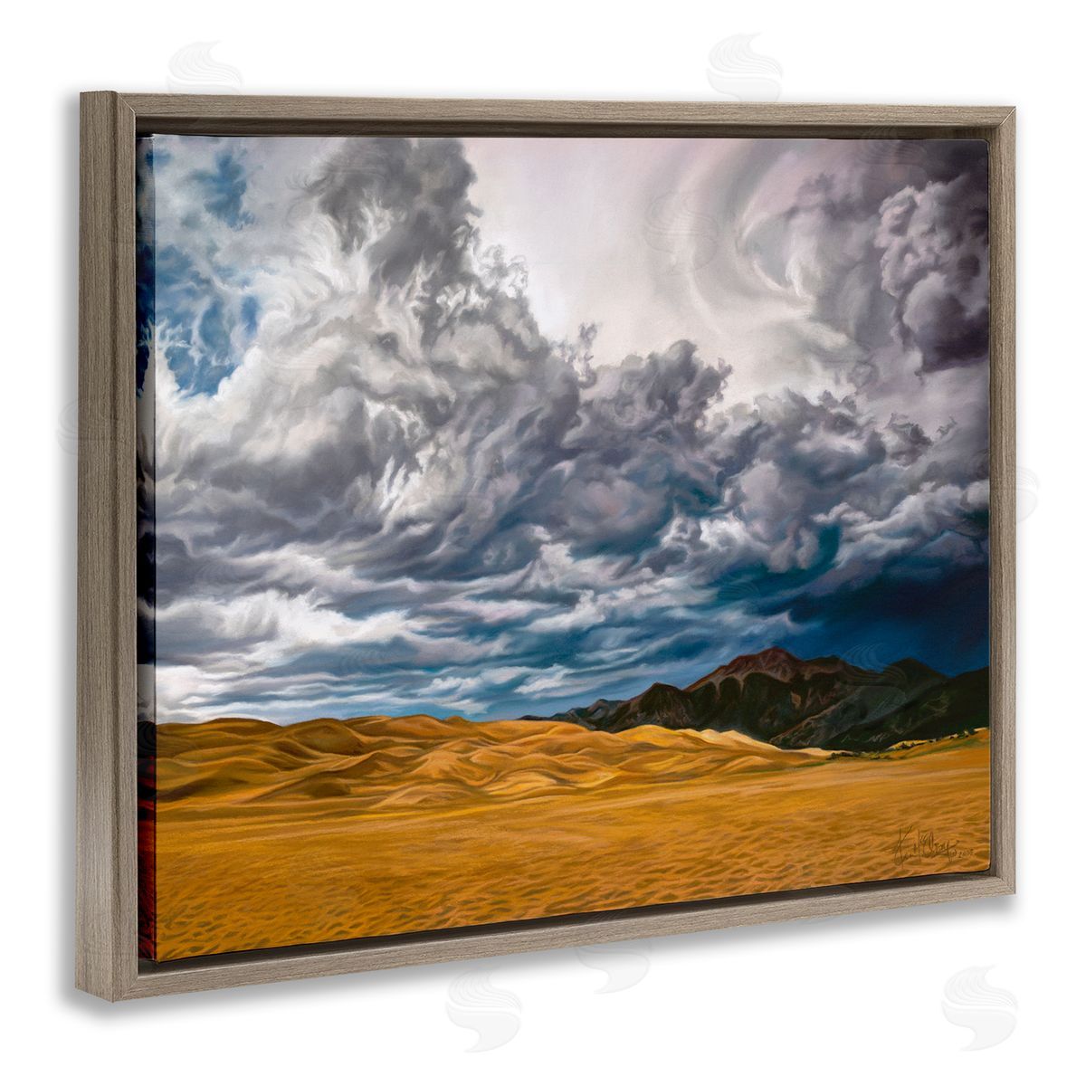 Kim McElroy Cloudy Sand Dunes Brown Floater Frame Canvas Artside_