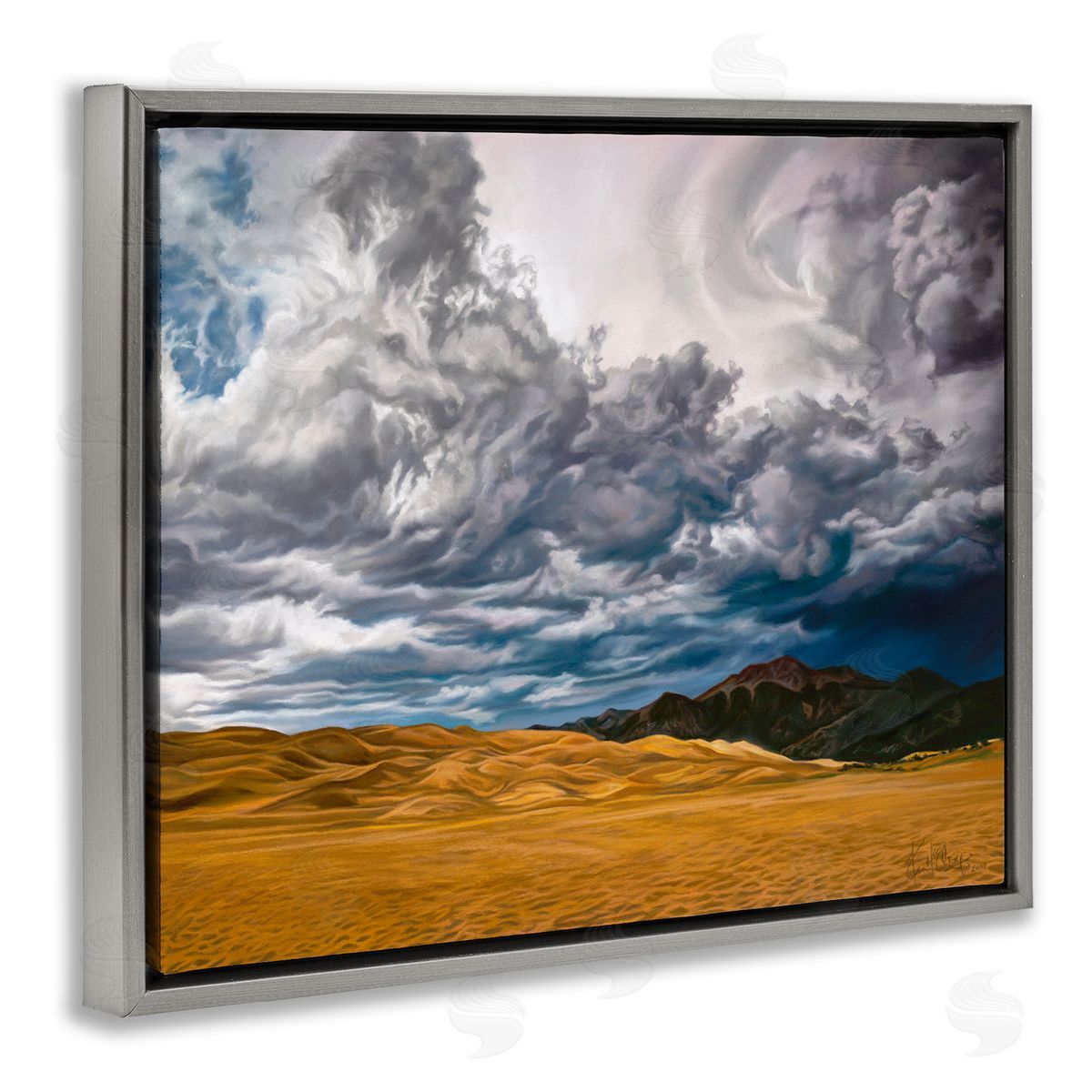 Kim McElroy Cloudy Sand Dunes Gray Floater Frame Canvas Artside_