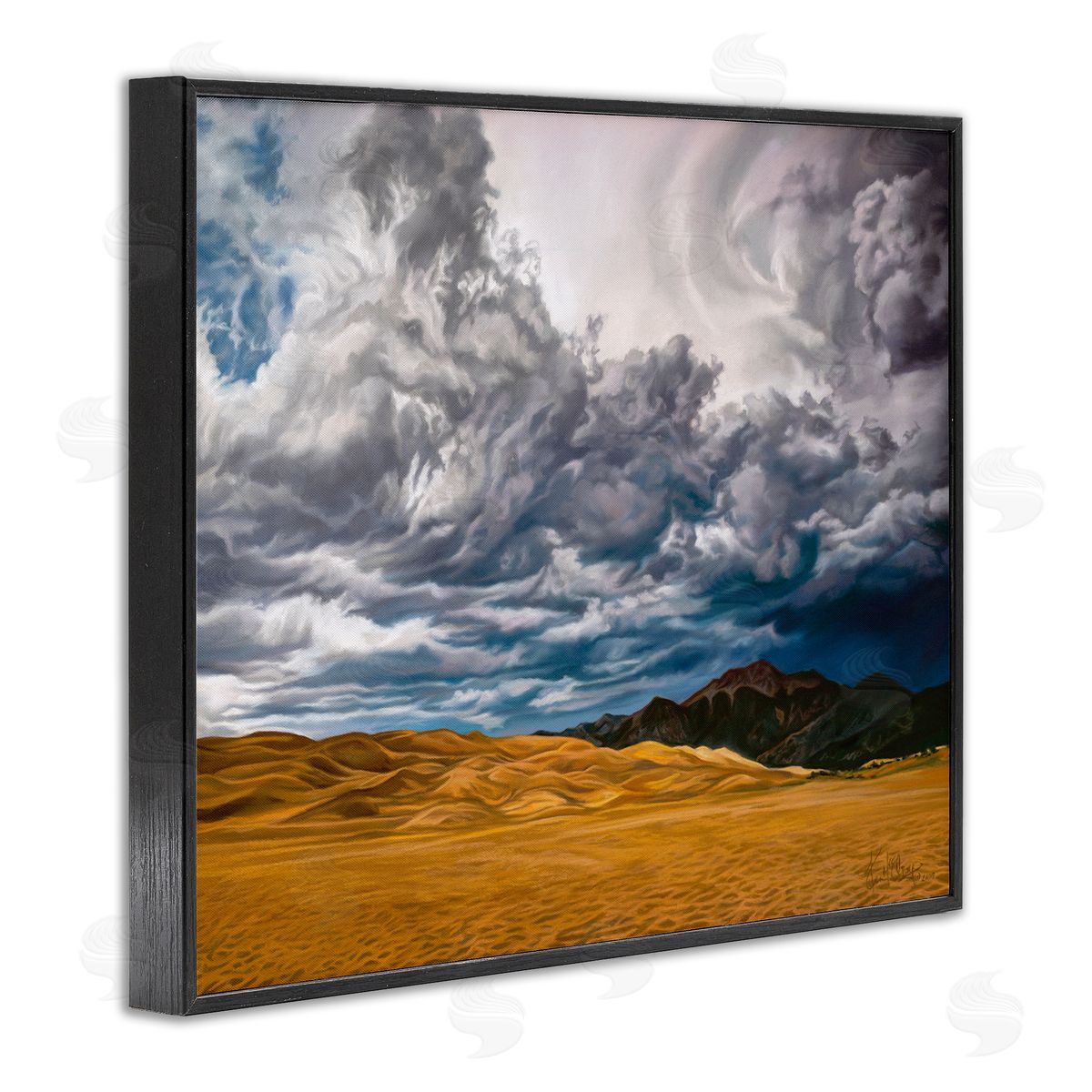 Kim McElroy Cloudy Sand Dunes Black Framed Giclee Wall Artside_