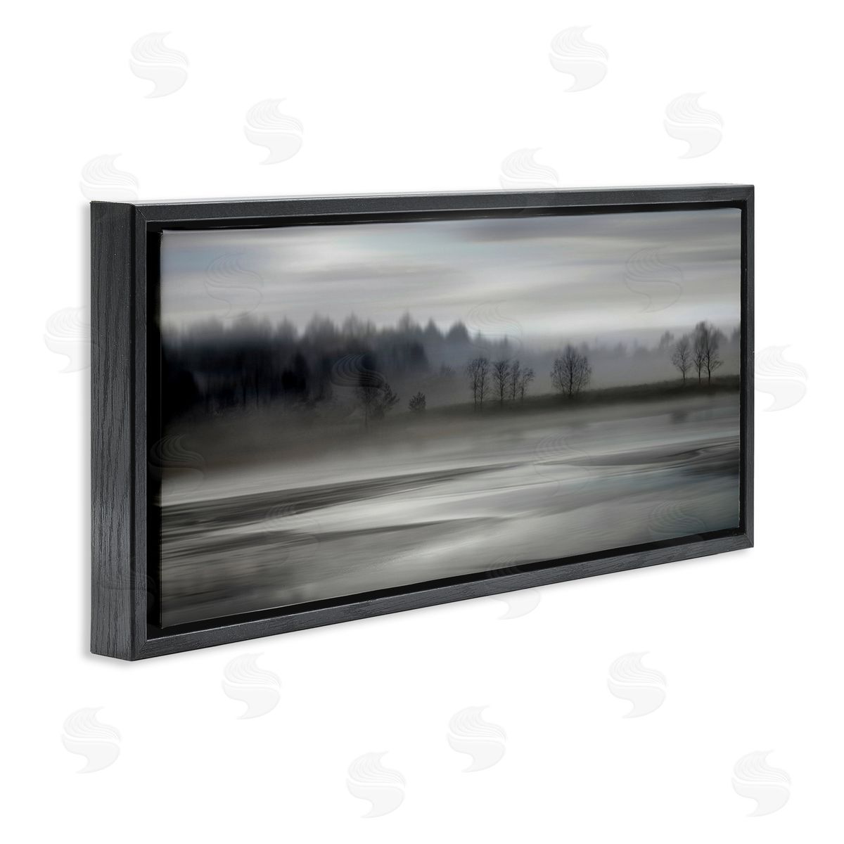 Grey Nature Landscape Black Floating Frame Canvas Wall Art, Home Decor by Madeline Clark