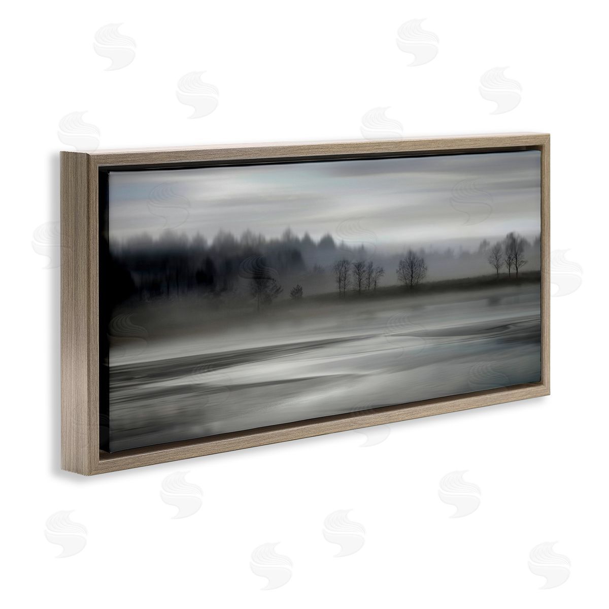 Grey Nature Landscape Brown Floating Frame Canvas Wall Art, Home Decor by Madeline Clark