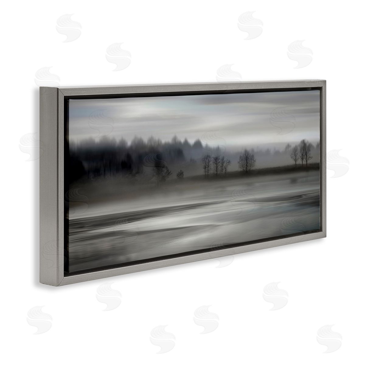 Grey Nature Landscape Grey Floating Frame Canvas Wall Art, Home Decor by Madeline Clark