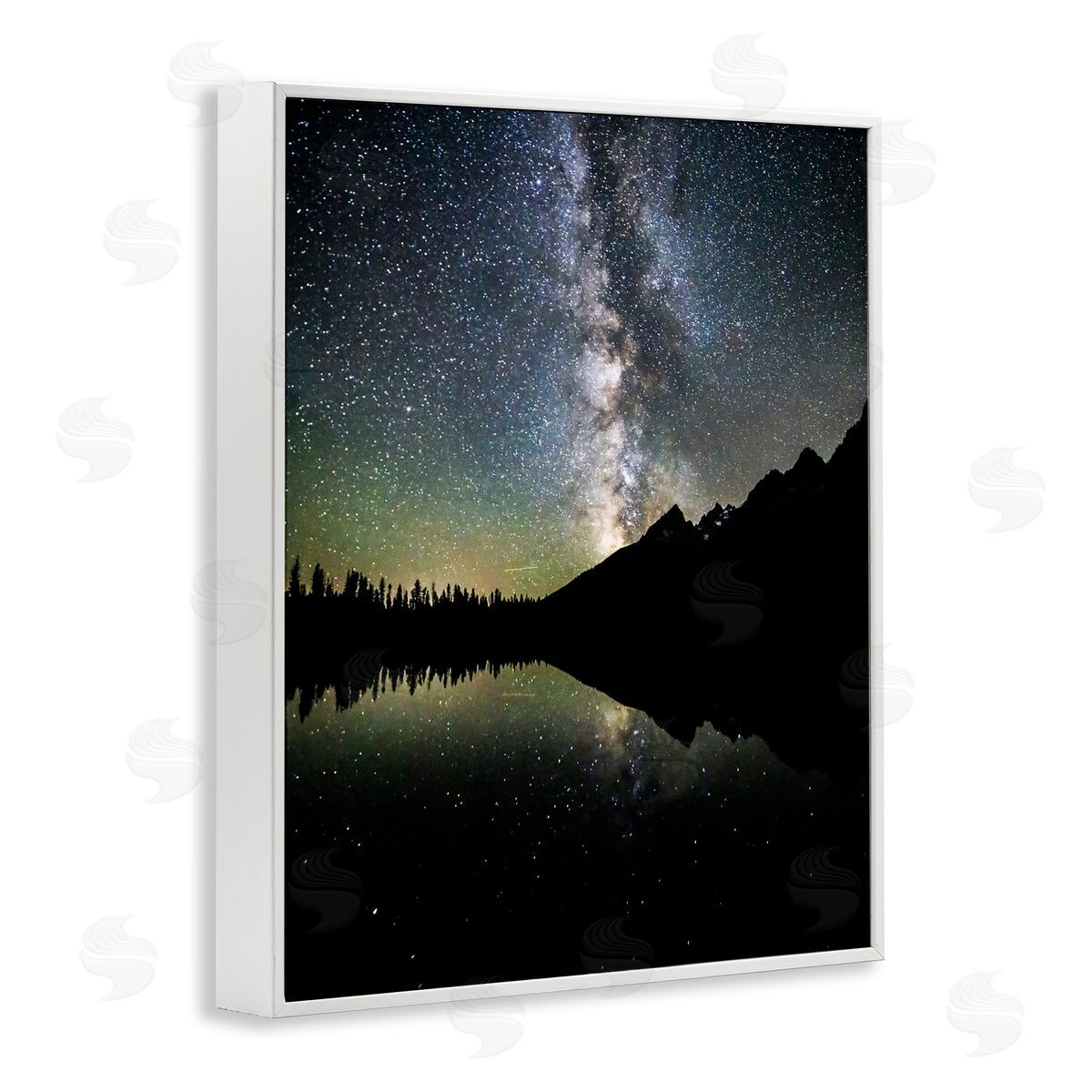 Daniel Sproul Starry Sky Lake Reflection White Framed Giclee Wall Artside_