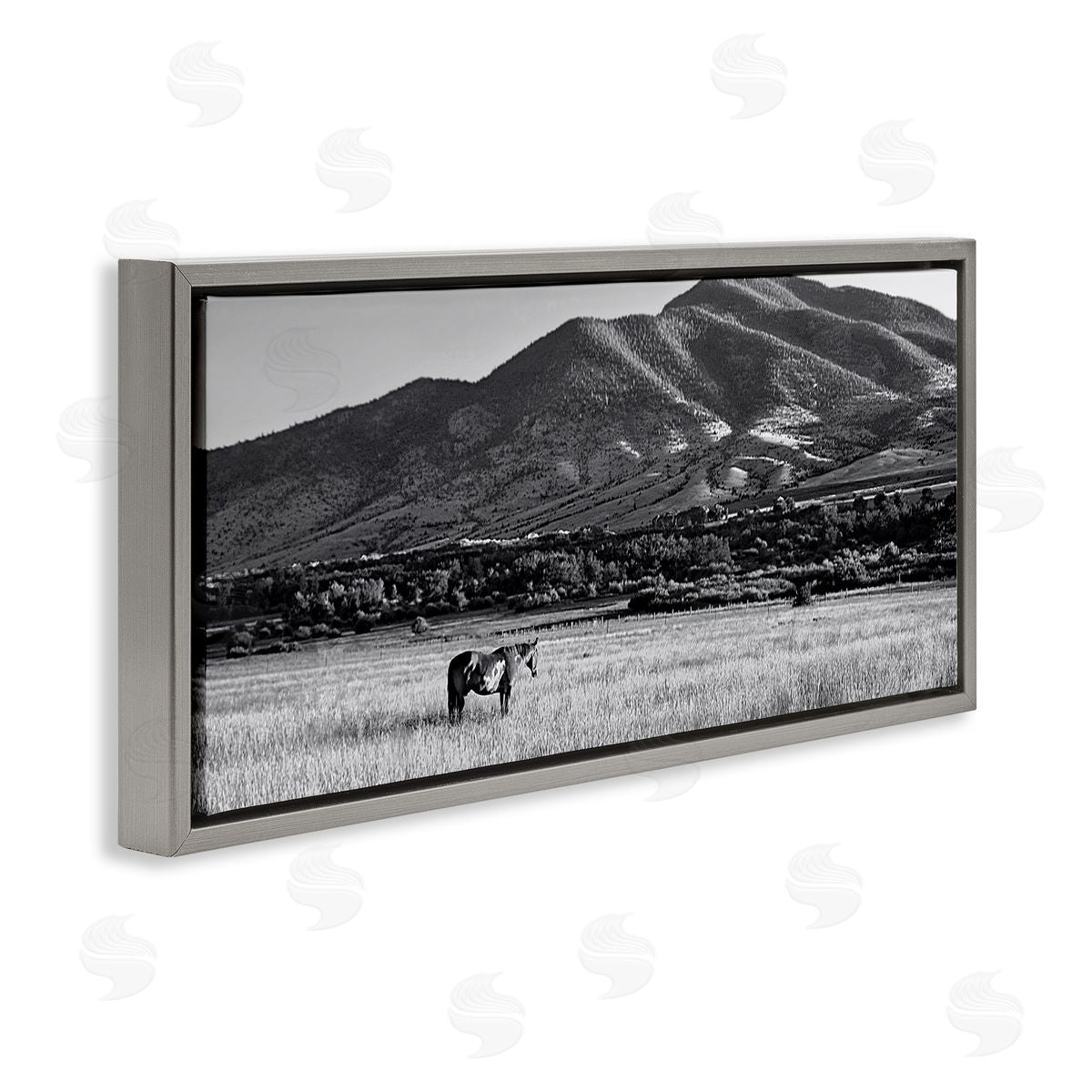 Steve Toole Horse in Mountains Gray Floater Frame Canvas Artside_