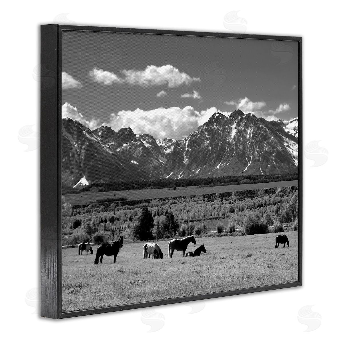 Steve Toole Horses Grazing Countryside Black Framed Giclee Wall Artside_