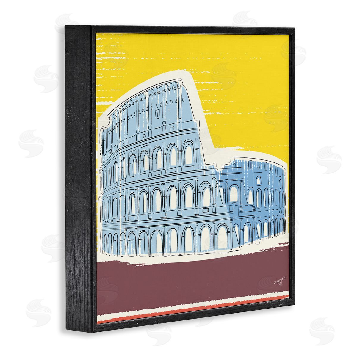 Pragya Kothari Modern Colosseum Building Black Framed Giclee Wall Artside_