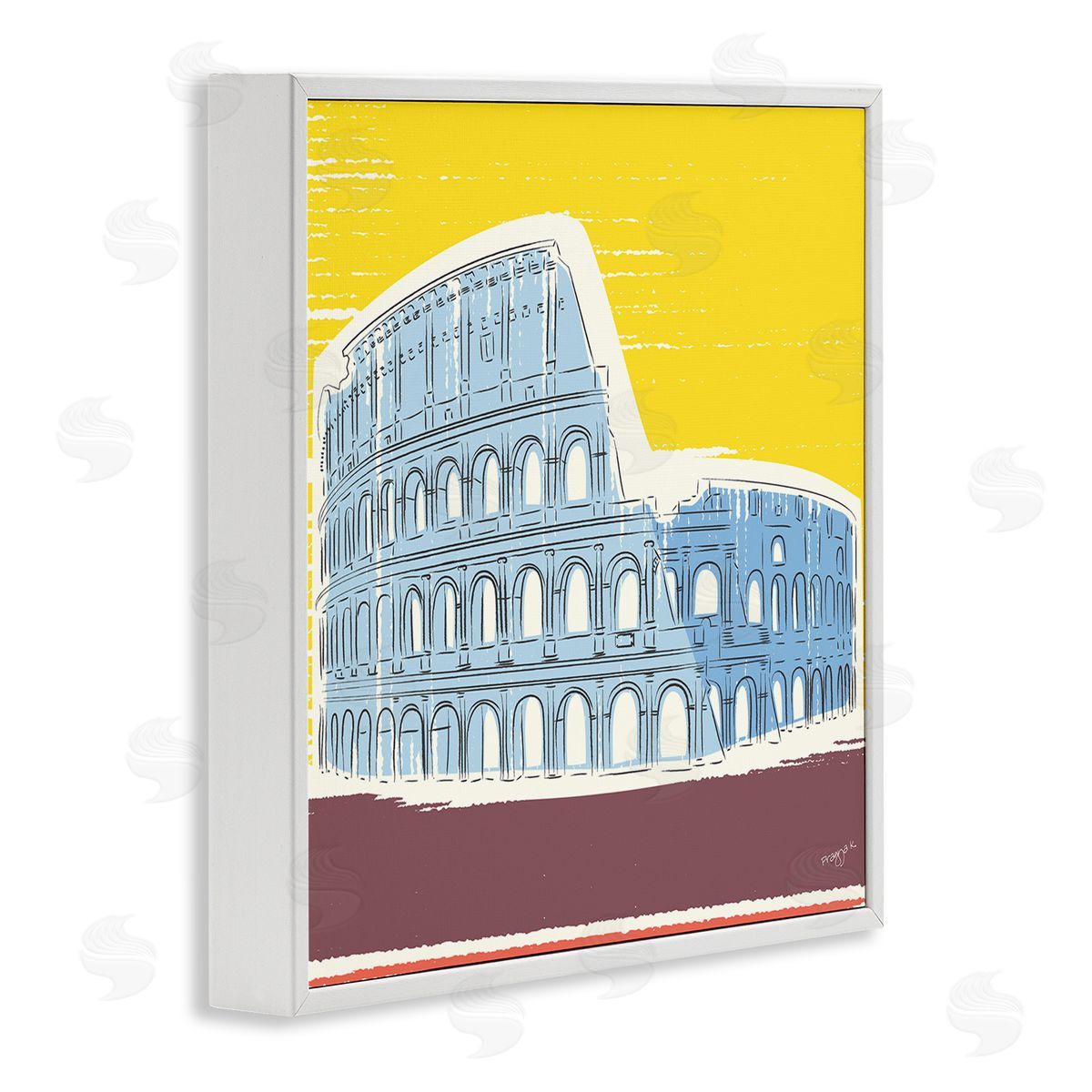 Pragya Kothari Modern Colosseum Building White Framed Giclee Wall Artside_