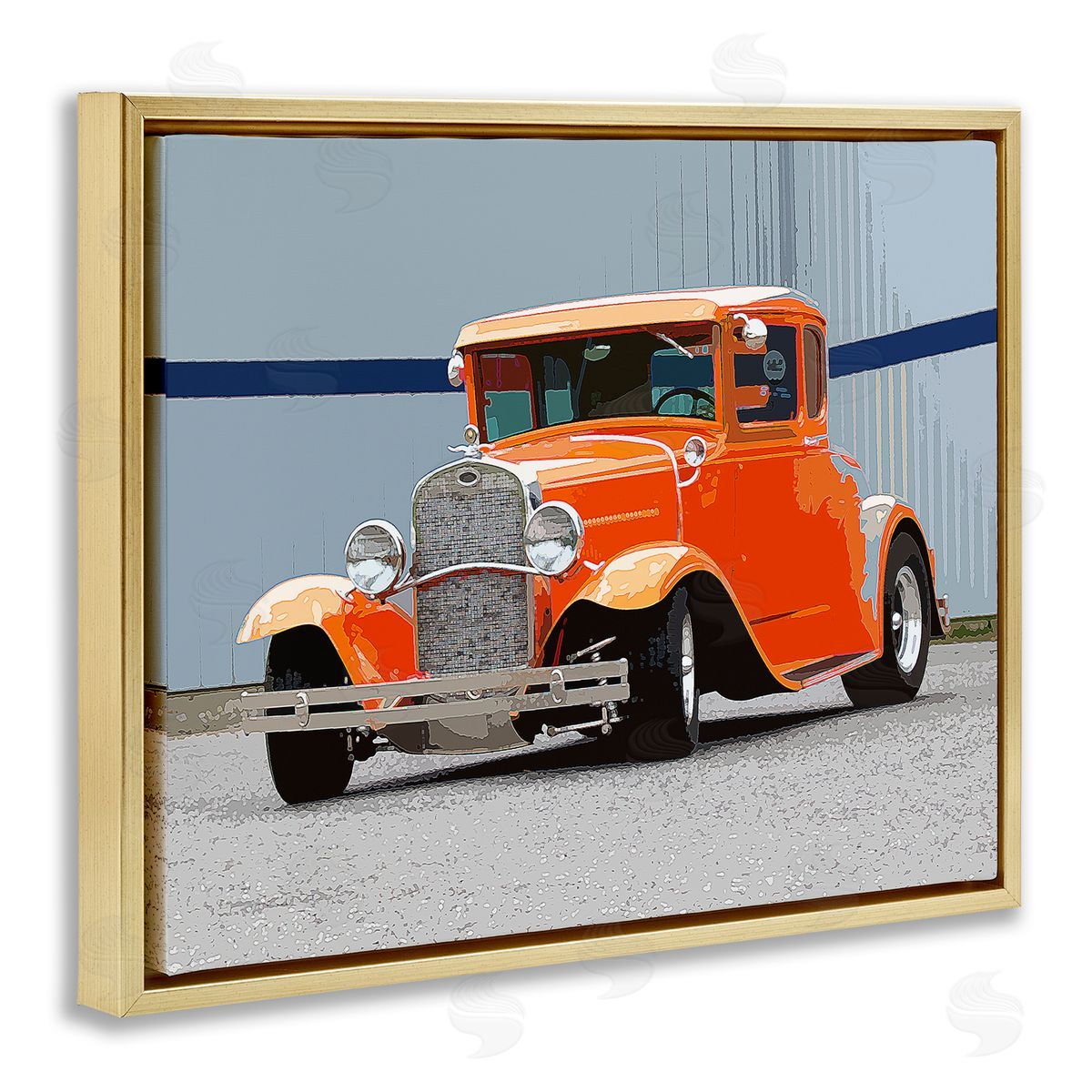 Clive Branson Antique Orange Buggy Gold Floater Frame Canvas Artside_