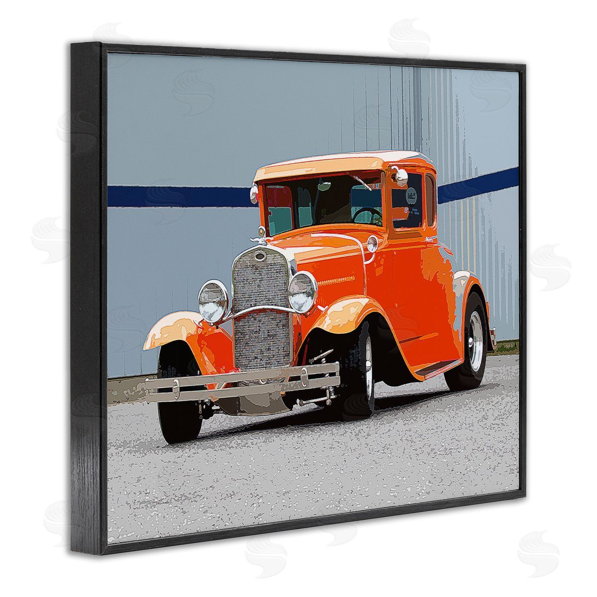 Clive Branson Antique Orange Buggy Black Framed Giclee Wall Artside_
