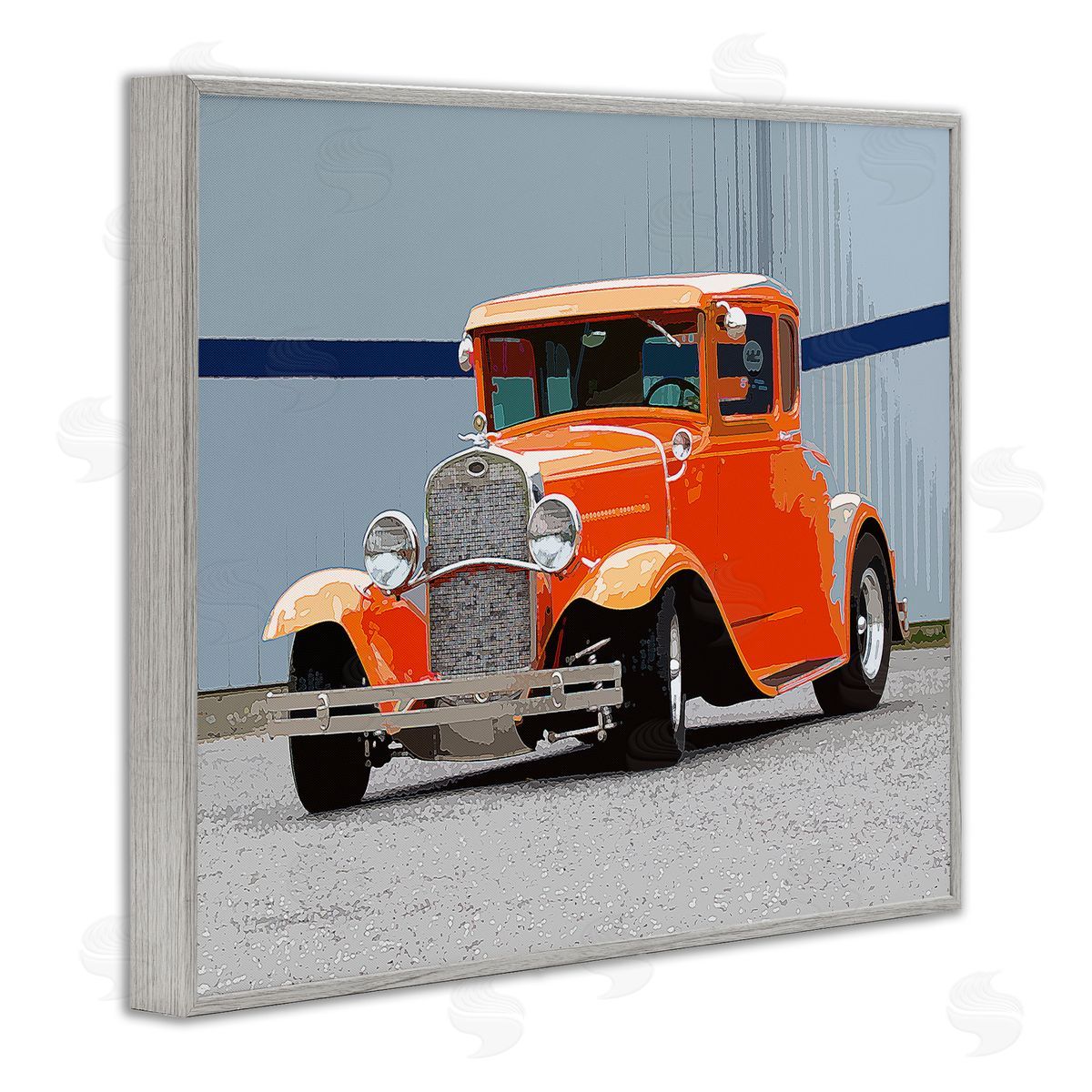 Clive Branson Antique Orange Buggy Gray Framed Giclee Wall Artside_