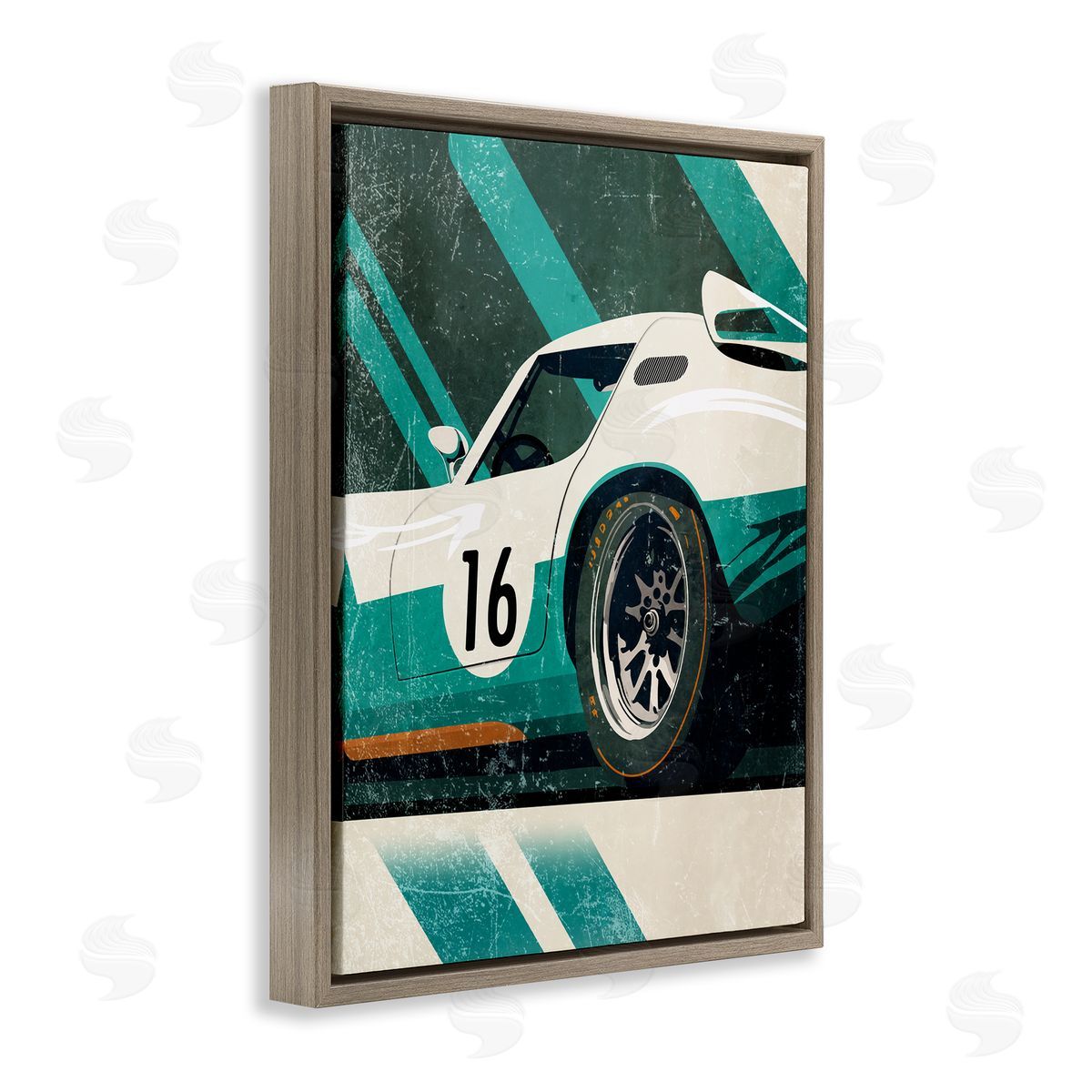 Enrico McGarrigle Classic Green Race Car Brown Floater Frame Canvas Artside_