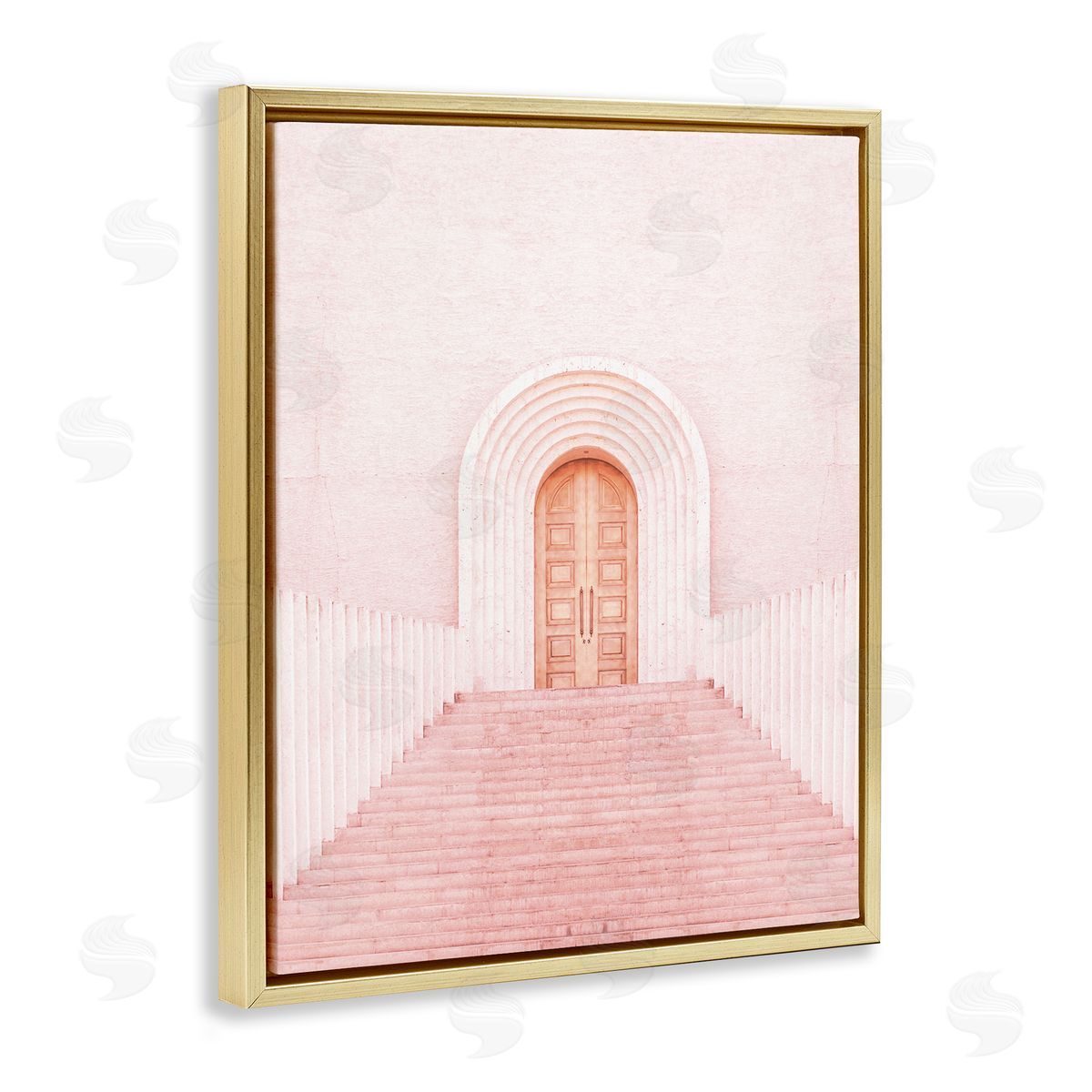 Incado Pink Door Architecture Gold Floater Frame Canvas Artside_