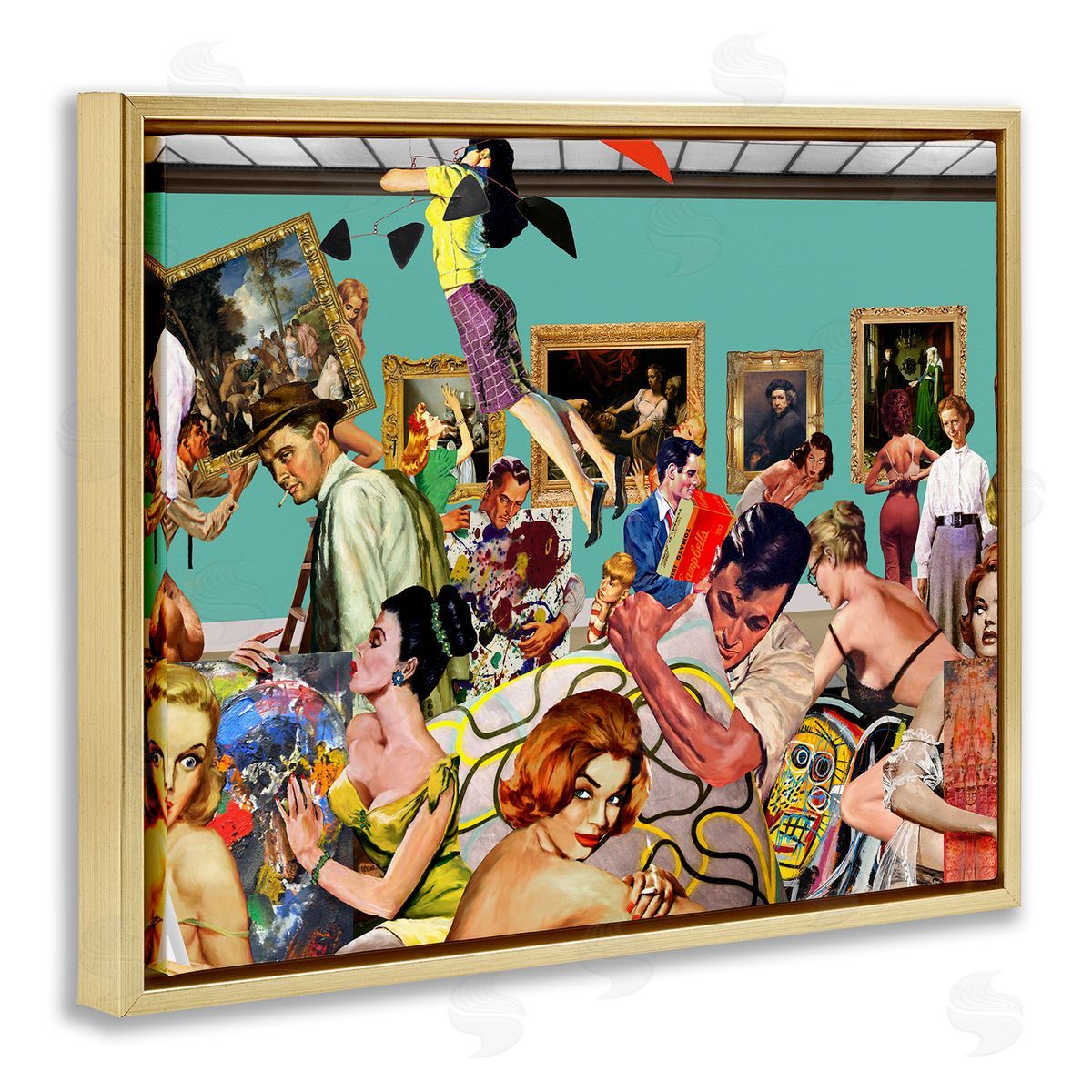 Barry Kite Vintage People Collage Gold Floater Frame Canvas Artside_