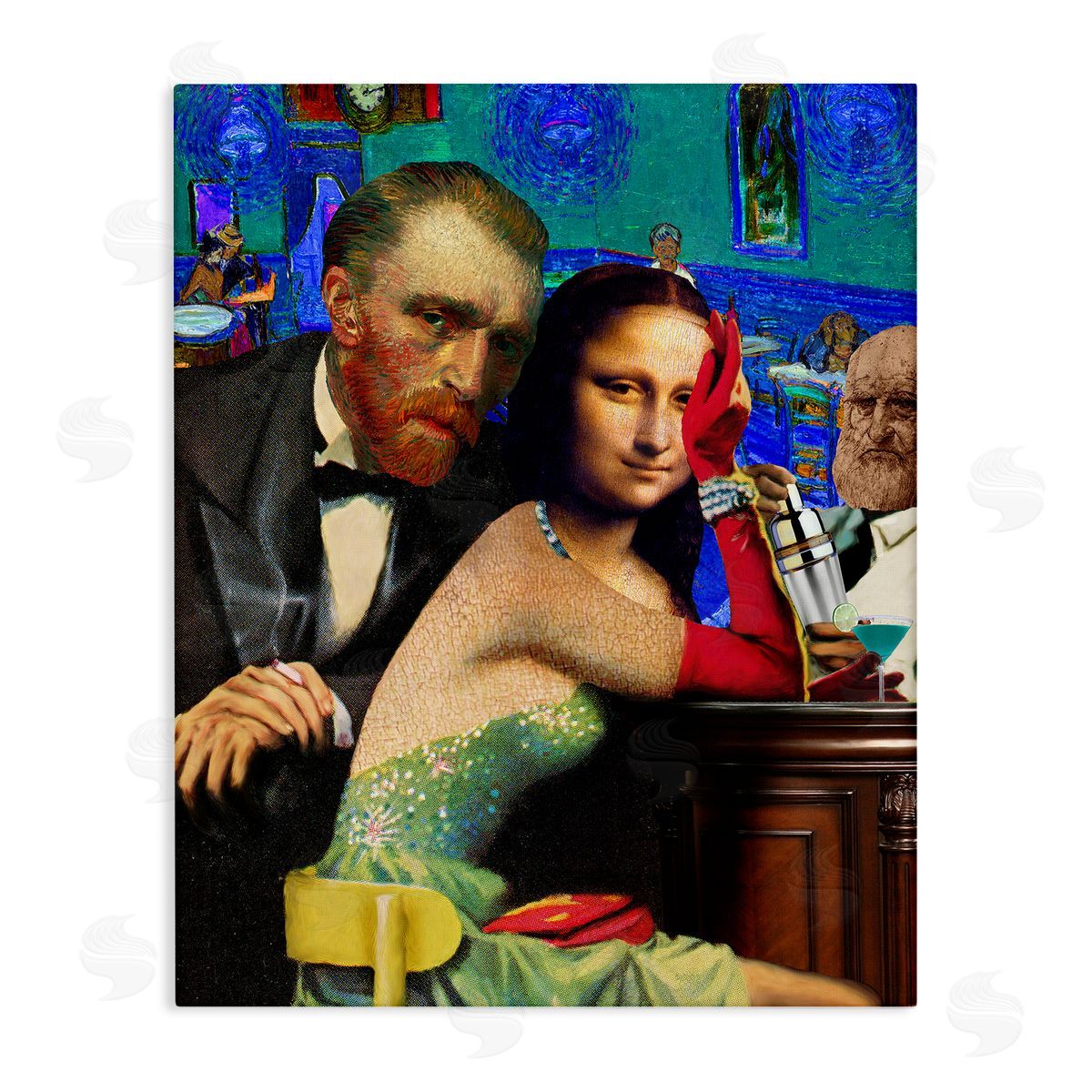 Barry Kite Van Gogh & Mona Lisa Canvas Wall Art