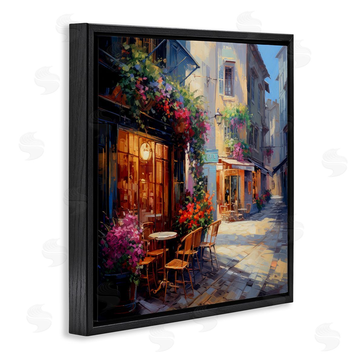 Ray Powers French Neighborhood Cafe Black Floater Frame Canvas Artside_