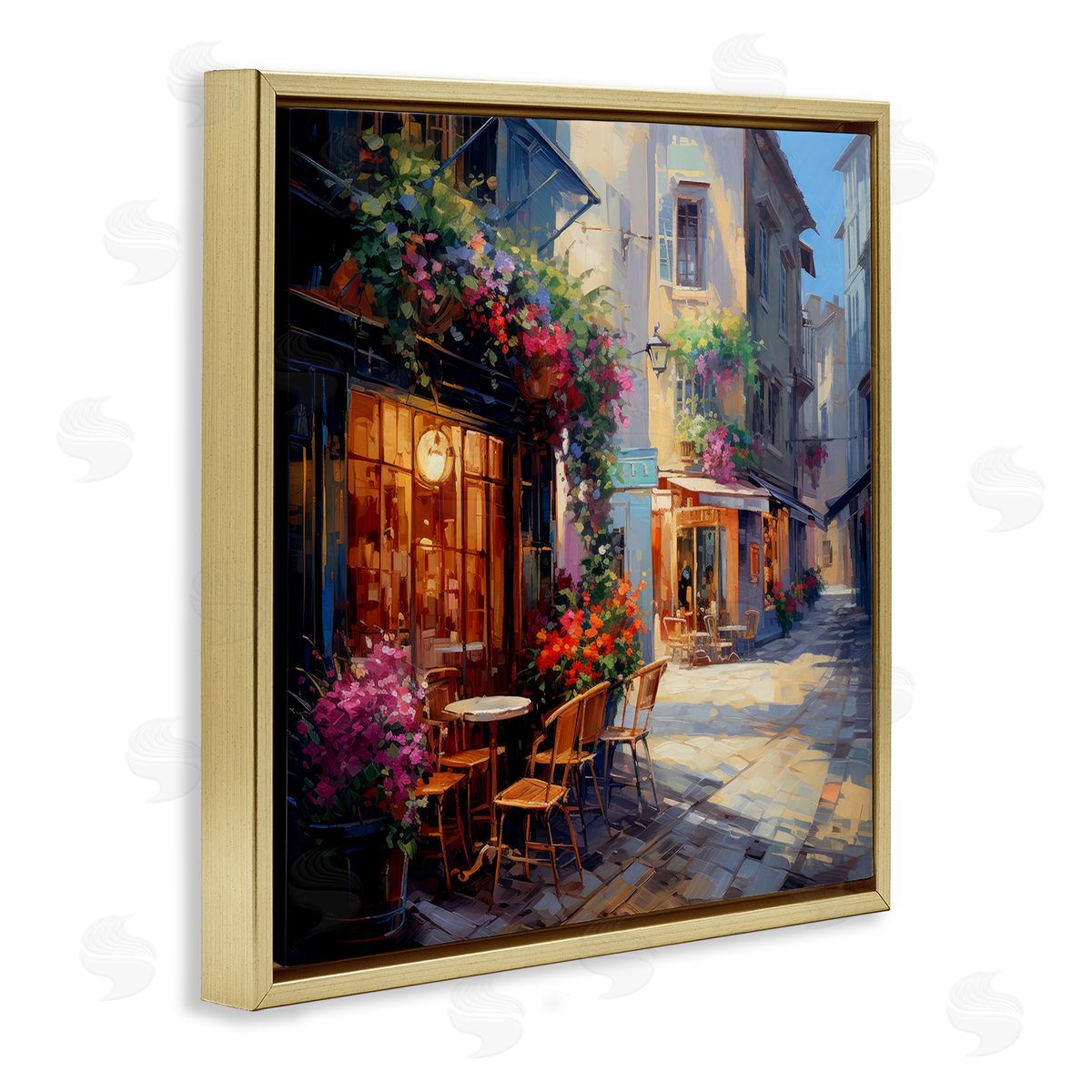 Ray Powers French Neighborhood Cafe Gold Floater Frame Canvas Artside_