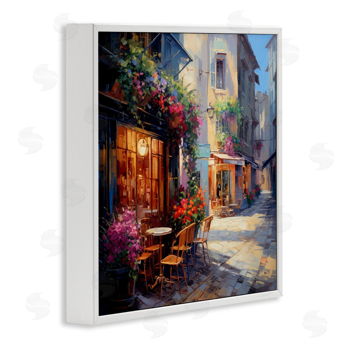 Ray Powers French Neighborhood Cafe White Framed Giclee Wall Artside_