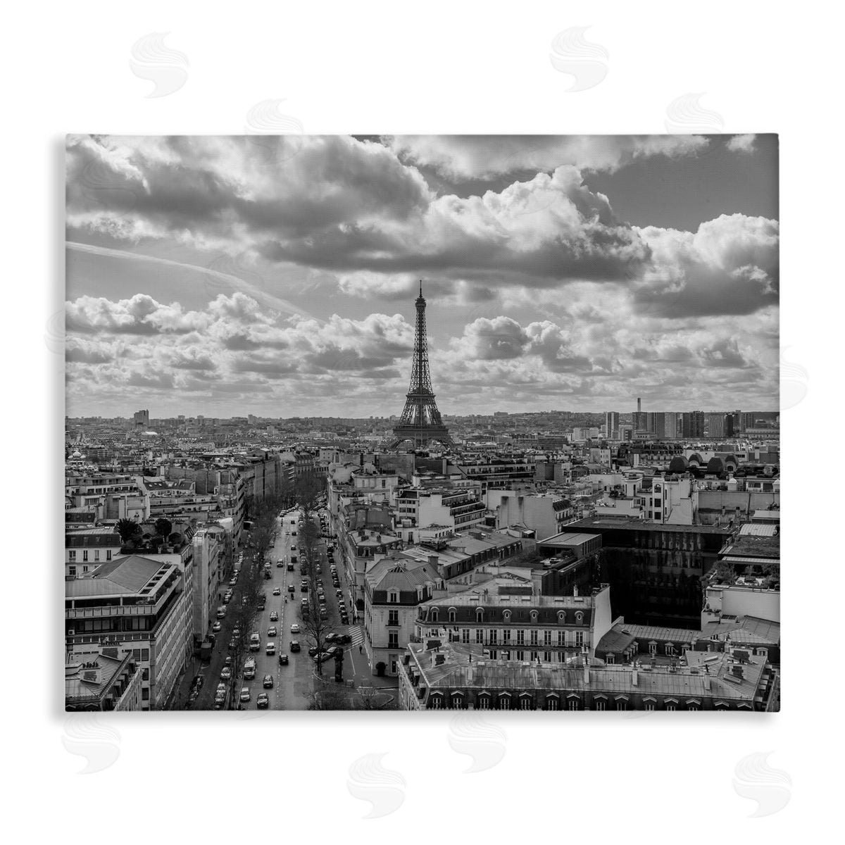 Silver Urban France Cityscape Canvas Wall Art