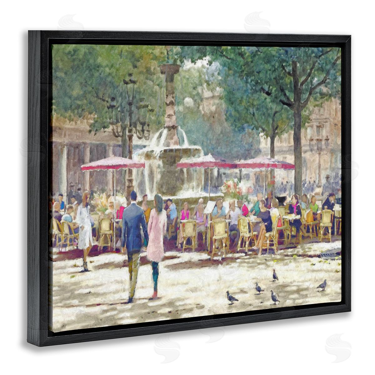 Steve Hunziker People at Parisian Cafe Black Floater Frame Canvas Artside_