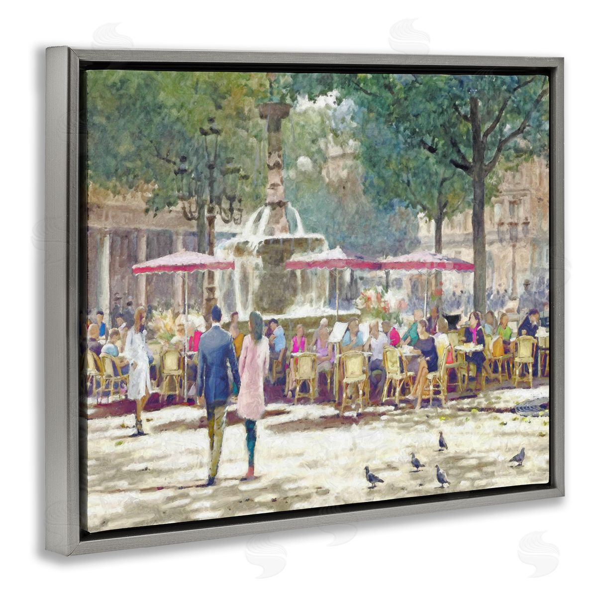 Steve Hunziker People at Parisian Cafe Gray Floater Frame Canvas Artside_