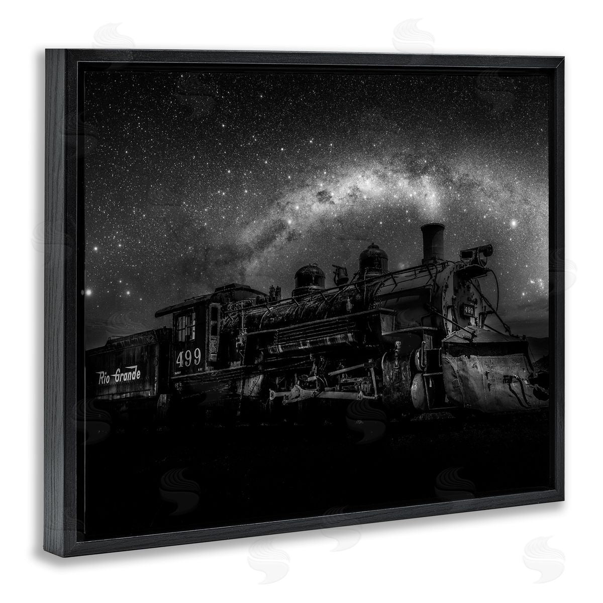 Daniel Sproul Train & Night Sky Black Floater Frame Canvas Artside_