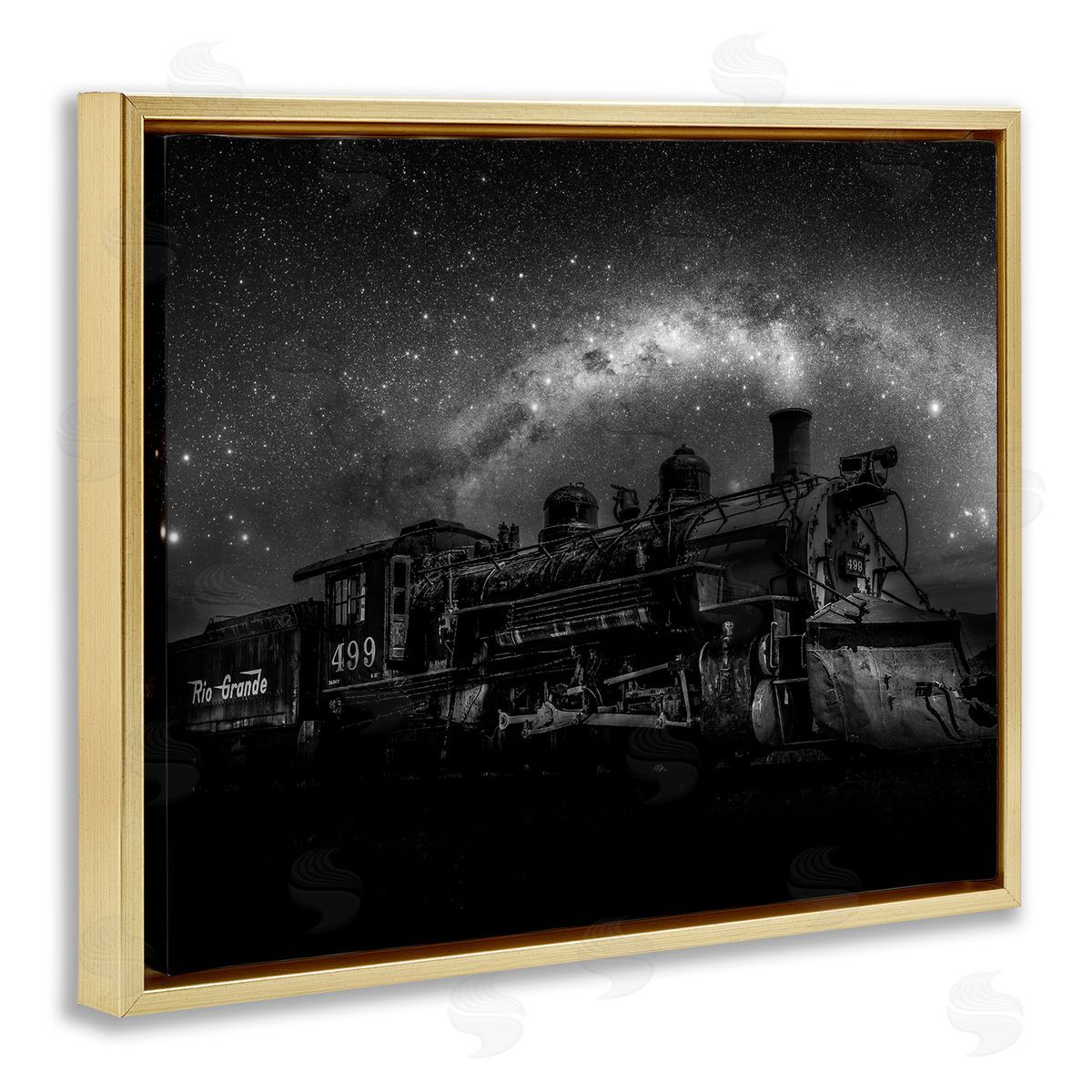 Daniel Sproul Train & Night Sky Gold Floater Frame Canvas Artside_