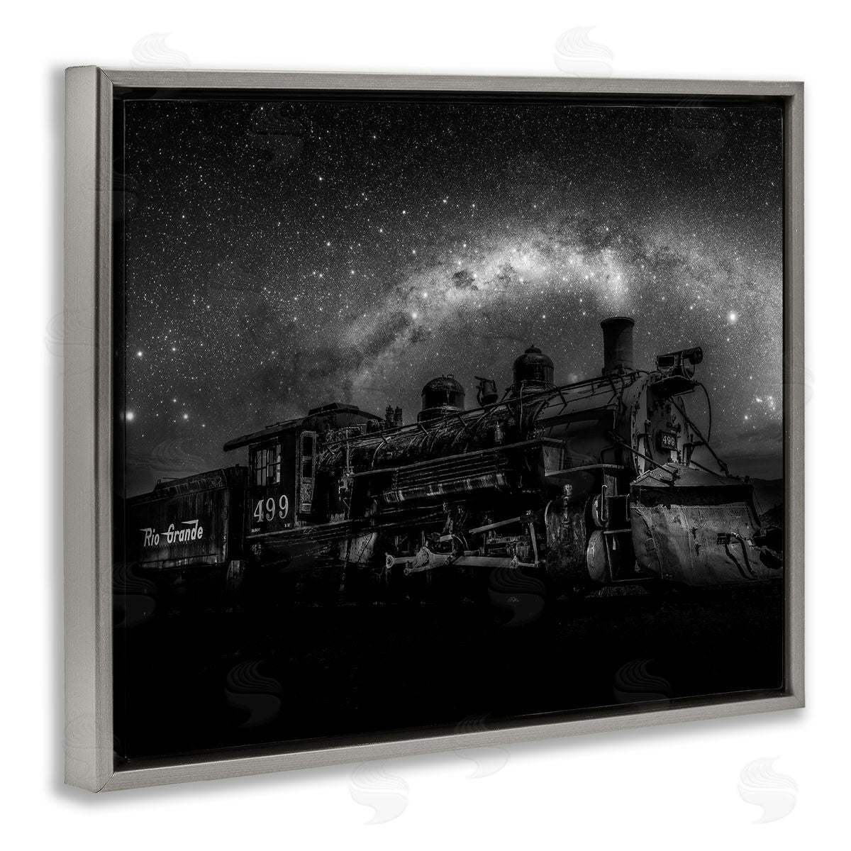 Daniel Sproul Train & Night Sky Gray Floater Frame Canvas Artside_