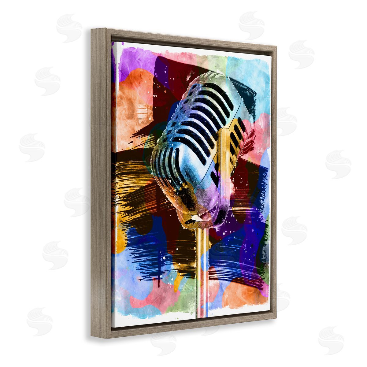 Daniel Sproul Modern Vivid Microphone Brown Floater Frame Canvas Artside_